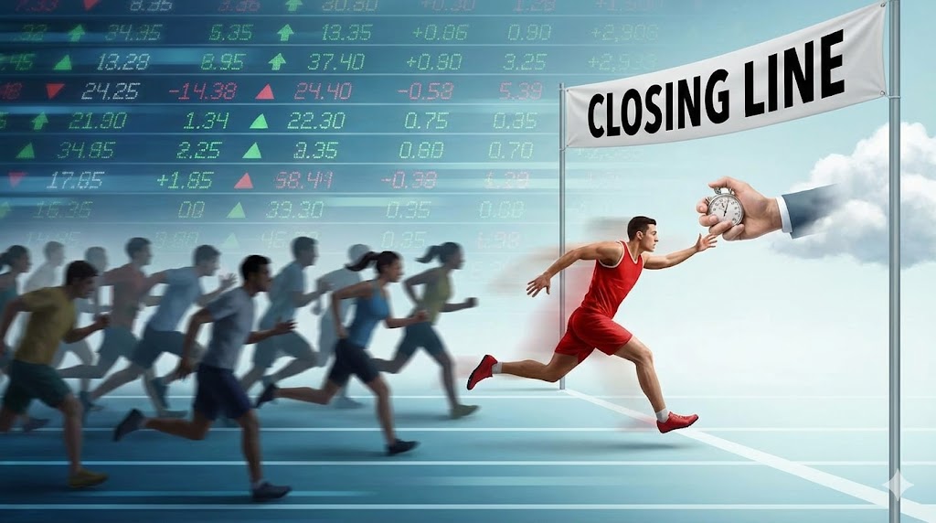 Corredores acercando a la línea de meta, buscando representar cómo funciona el closing line value en las apuestas deportivas